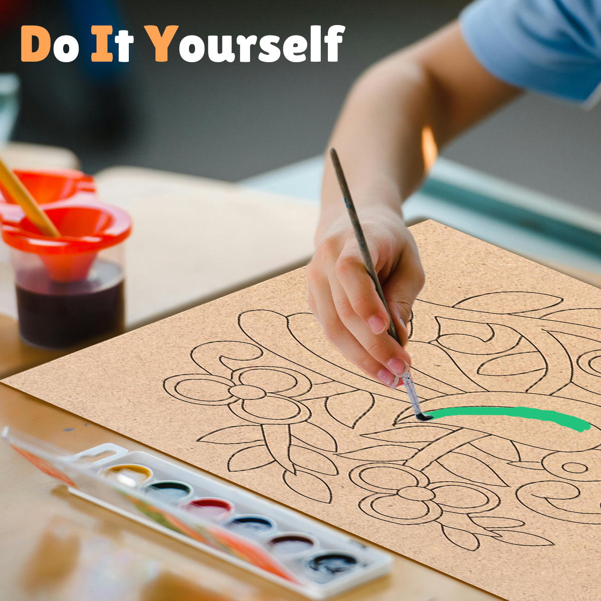 Pre-marked MDF Painting Board - Peacock Design