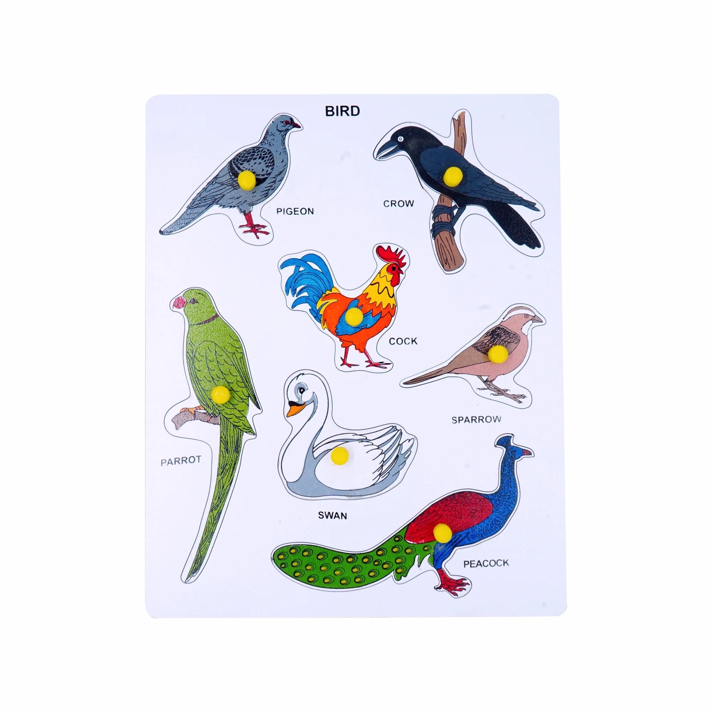 Wooden Bird Puzzle - 7 Birds Identification Toy