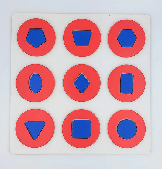 Wooden Geometric Shapes Puzzle - 9 Shapes Learning Toy