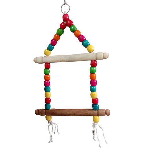TokyoDo 2-Tier Bird Swing Ladder - Colorful Wooden Perch Toy