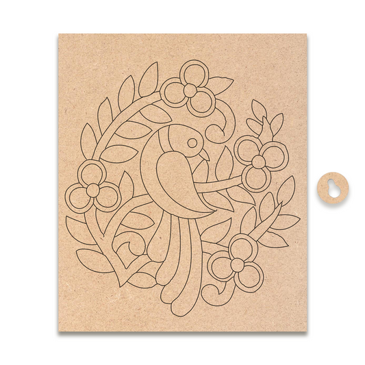 Pre-marked MDF Painting Board - Peacock Design