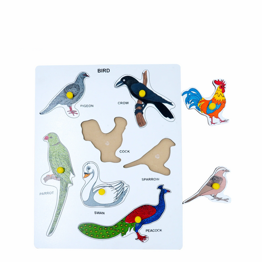 Wooden Bird Puzzle - 7 Birds Identification Toy