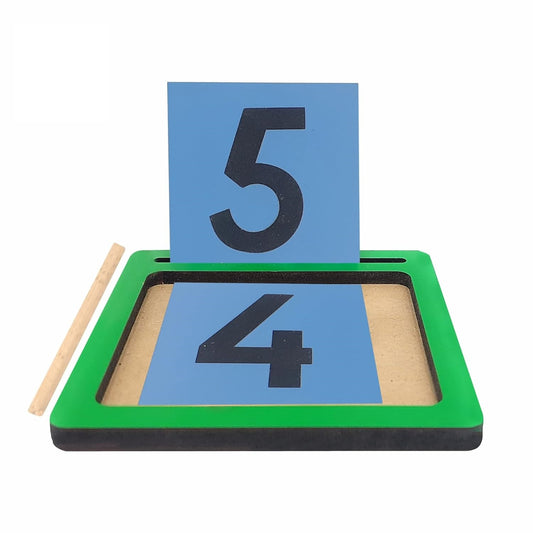 Wooden Sand Writing Tray with Number Cards - Montessori Learning Toy